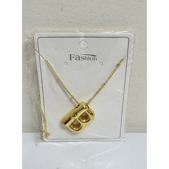 Unbranded Jewelry - Gold Tone Bubble Letter B Pendant Necklace – 3D Initial Monogram Jewelry